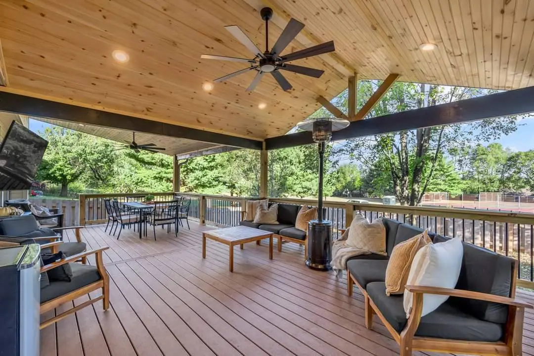 Covered deck with outdoor seating