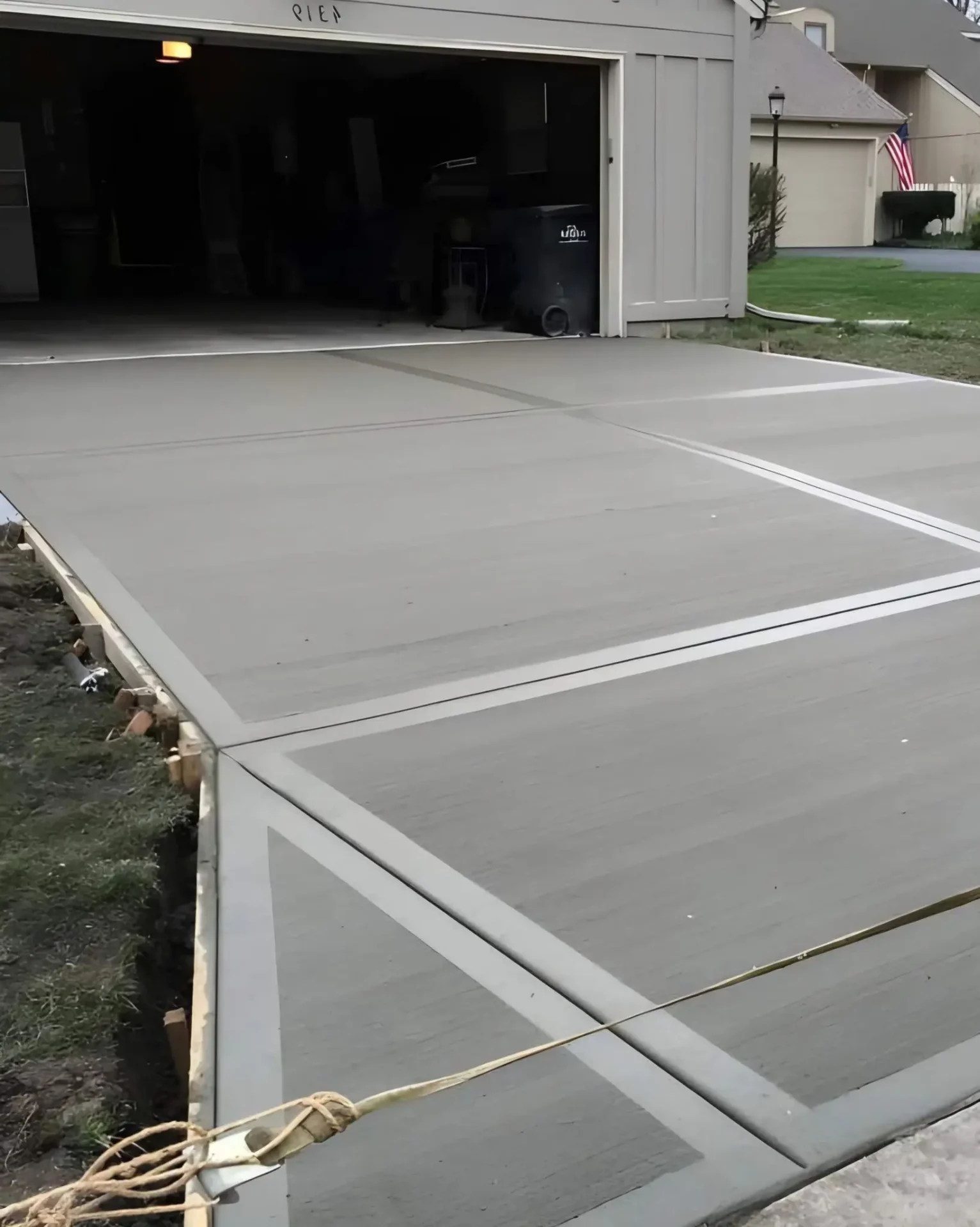 New concrete driveway finish
